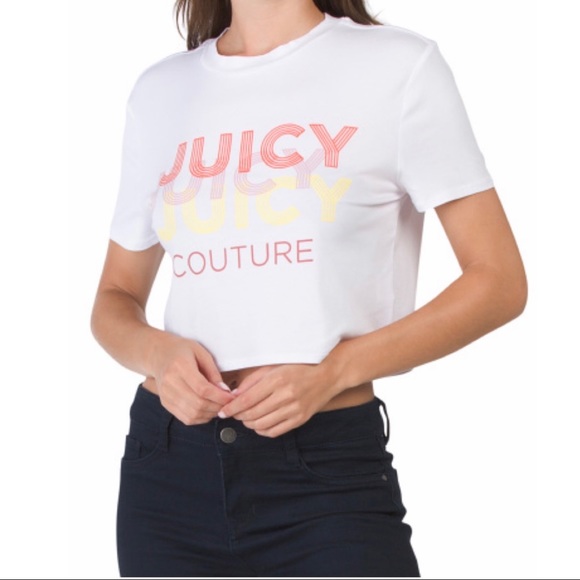 Juicy Couture Tops - Juicy Couture Stroke Graphic Logo Tee White Orange Size Medium